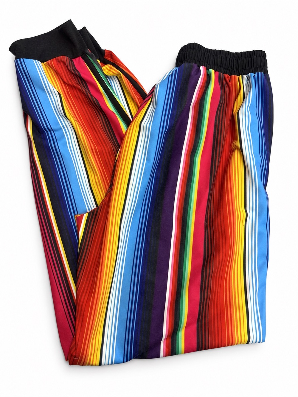 Womens Multicolor Stripe Jogger Pants - Vibrant Rainbow